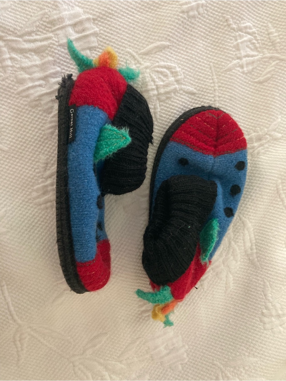 Garnet Hill Kids Multicolor Wool Slippers - Play condition, Blue, Black